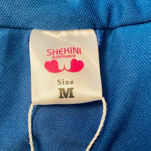 NWT SHEKINI Bandeau Bikini Top Blue Size M Removable Strap Beach Travel Vacation - Picture 6 of 7